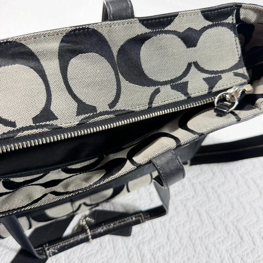 Coach‎ Signature Women Diaper Bag Tote Large Jacquard Monogram Black Grey New